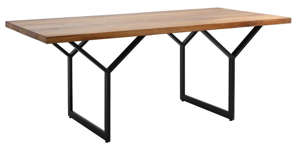 Nordic Design Přírodní masivní jídelní stůl Porto 180x90 cm s černou podnoží - Designovynabytek.cz