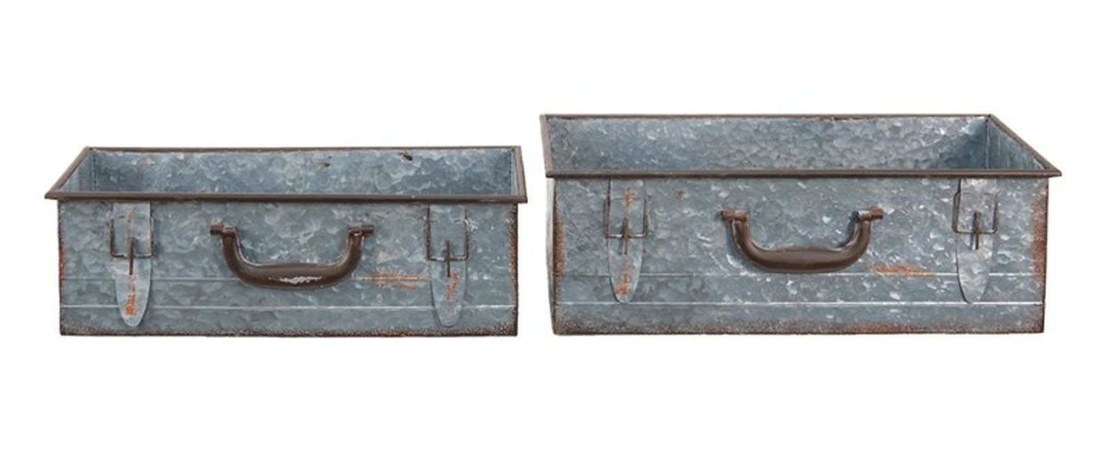 2ks dekorativní plechové zinkové boxy ve tvaru kufru Dien - 48*20*16 cm / 44*16*14 cm Clayre & Eef - LaHome - vintage dekorace