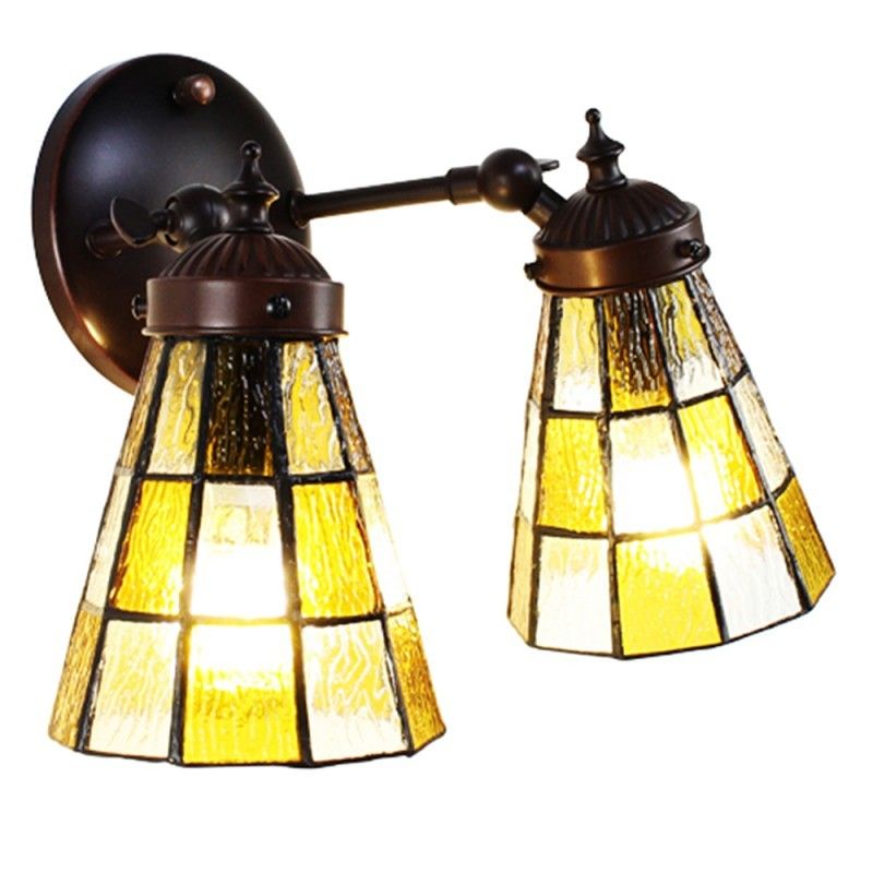 Nástěnná lampa Tiffany Chessboa - 30*23*23 cm E14/max 2*25W Clayre & Eef - LaHome - vintage dekorace