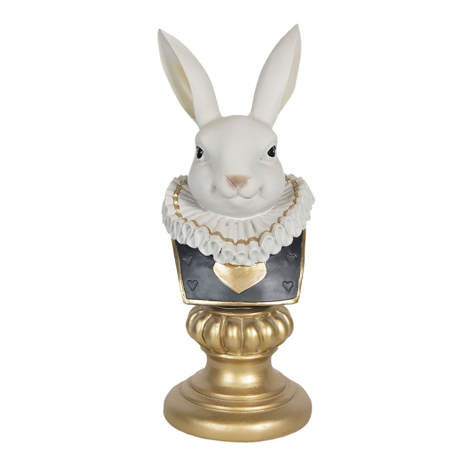 Busta králíka s límcem na zlatém podstavci - 12*11*29 cm Clayre & Eef - LaHome - vintage dekorace