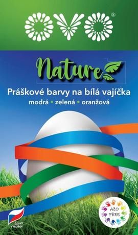 OVO Barvy na velikonoční vajíčka nature MODRÁ, ZELENÁ, ORANŽOVÁ - Kitos.cz
