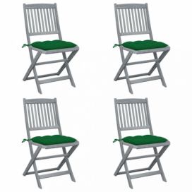 Skládací zahradní židle s poduškami 4 ks šedá Dekorhome Zelená