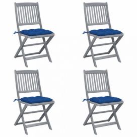 Skládací zahradní židle s poduškami 4 ks šedá Dekorhome Modrá