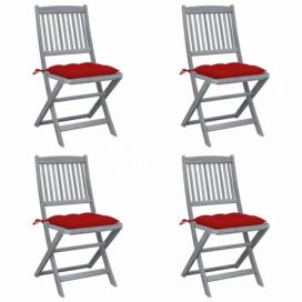 Skládací zahradní židle s poduškami 4 ks šedá Dekorhome Červená