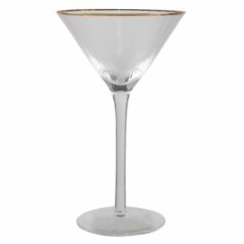 Sklenice na Martini s vroubkováním a zlatou linkou Pim - Ø13*20 cm / 250ml Clayre & Eef