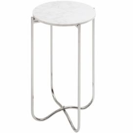 Moebel Living Bílý mramorový odkládací stolek Morami 35 cm
