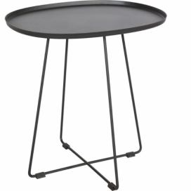 Hoorns Černý kovový odkládací stolek Arborio 51x43 cm
