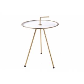Noble Home Odkládací stolek Cevero, 36 cm, bílá, zlatá