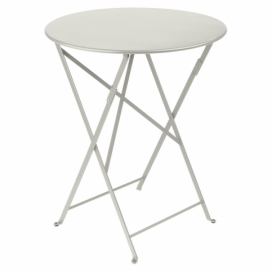 Světle šedý kovový skládací stůl Fermob Bistro+ Ø 60 cm