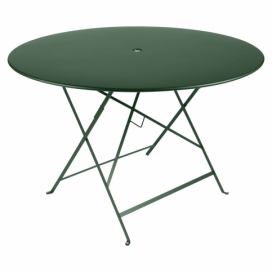 Tmavě zelený kovový skládací stůl Fermob Bistro Ø 117 cm