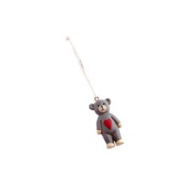Medvídek s červeným srdíčkem na zavěšení šedý 5×3,5×1cm