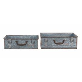 2ks dekorativní plechové zinkové boxy ve tvaru kufru Dien - 48*20*16 cm / 44*16*14 cm Clayre & Eef