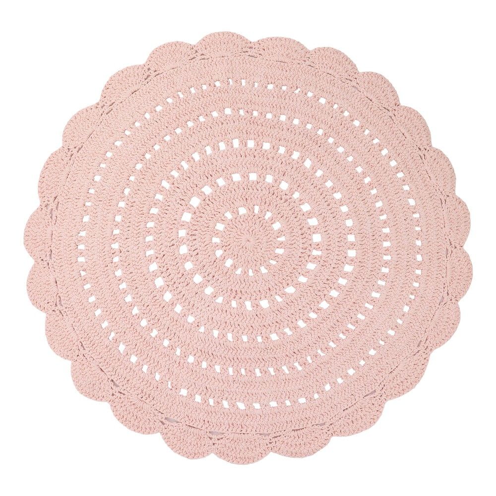 Růžový ručně háčkovaný koberec z bavlny Nattiot Alma, ø 120 cm - Bonami.cz