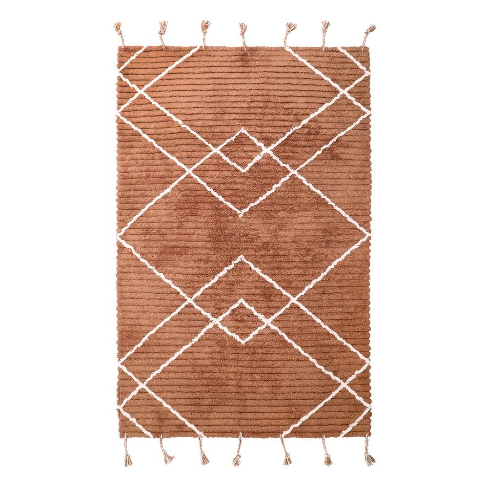 Hnědý ručně vyrobený koberec z bavlny Nattiot Lassa, 135 x 190 cm - Bonami.cz