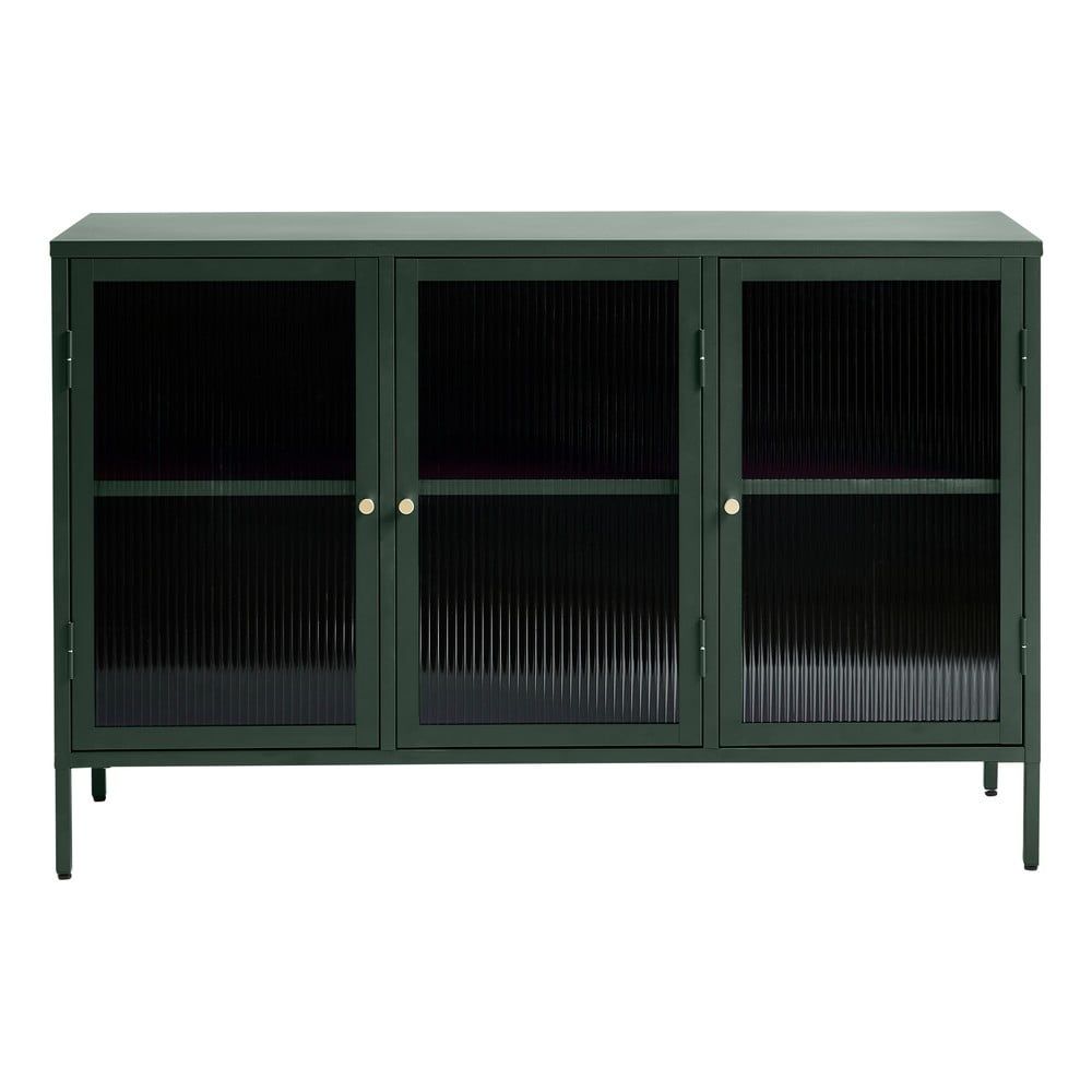 Zelená kovová vitrína Unique Furniture Bronco, výška 85 cm - Bonami.cz