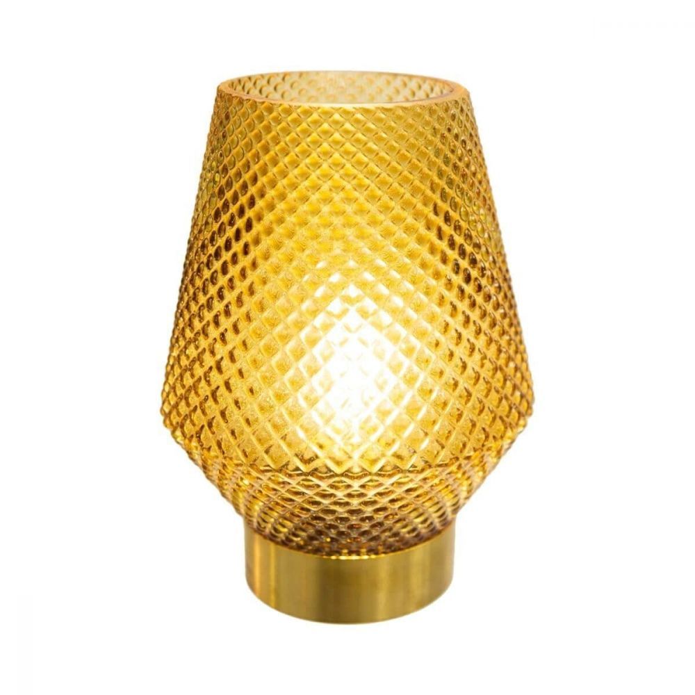 Atmosphera LED stolní lampa, sklo, 17 cm, žlutá - EMAKO.CZ s.r.o.