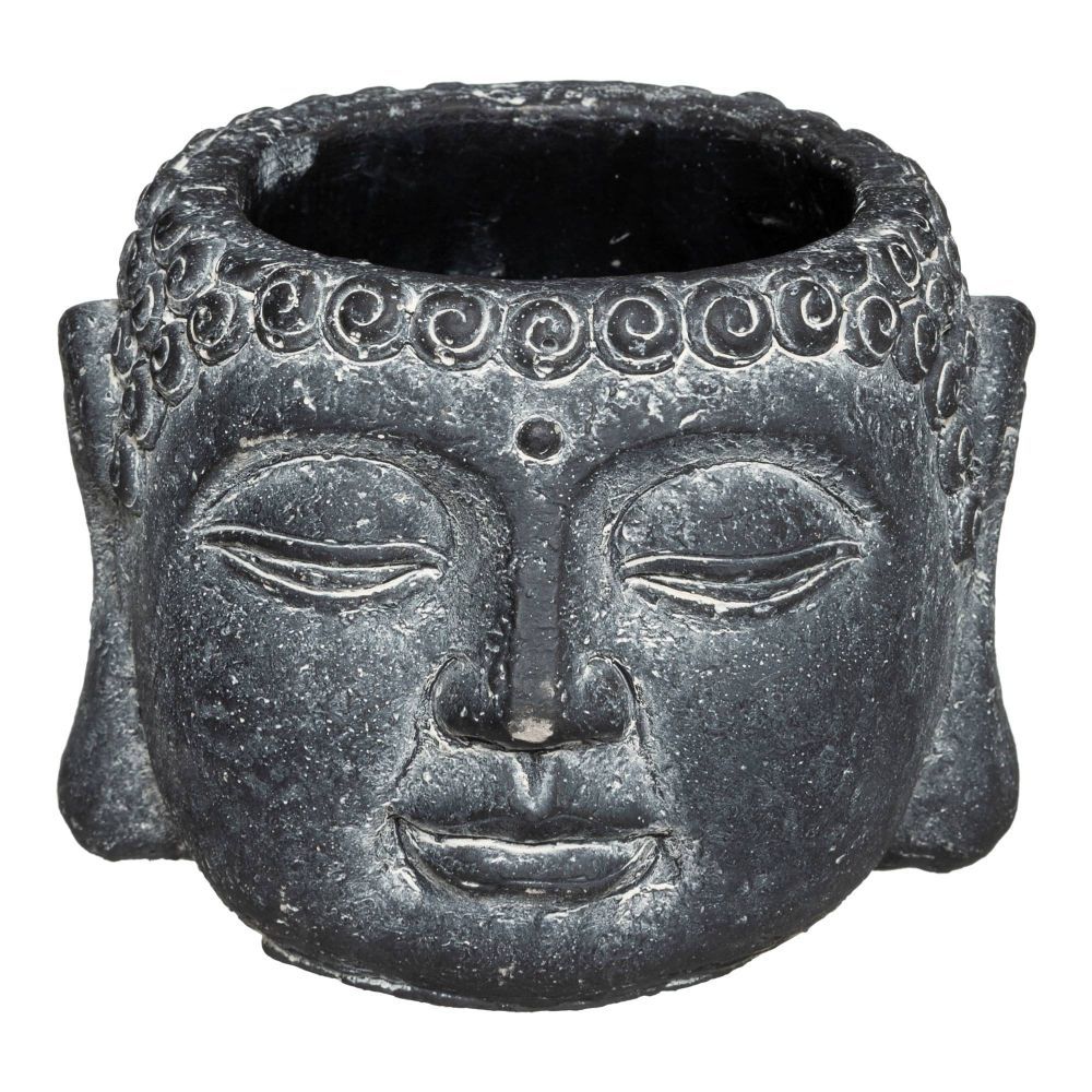 Atmosphera Květináč Buddha, O 11,5 cm, cement, antracitový - EDAXO.CZ s.r.o.