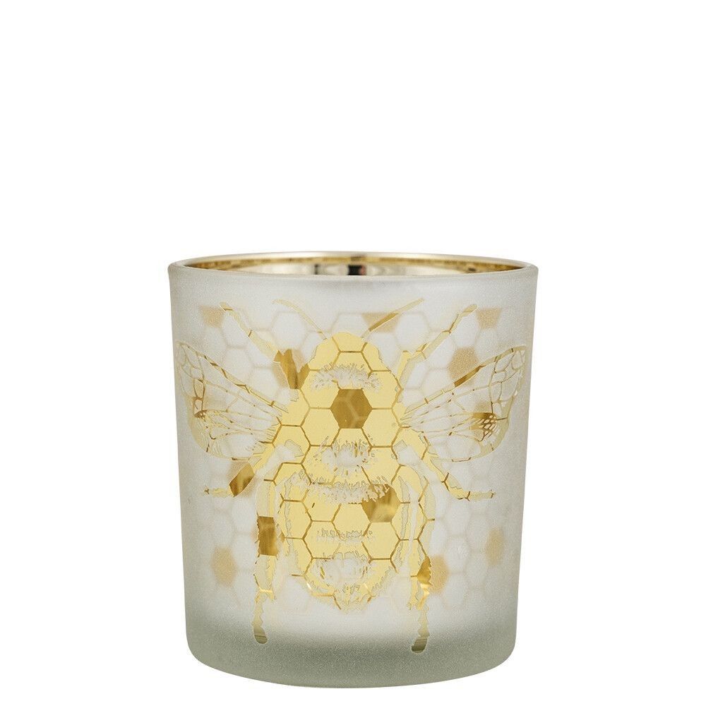 Zlatý skleněný svícen s včelkou na plástvi Hoone vel.S - Ø 7*8cm Mars & More - LaHome - vintage dekorace