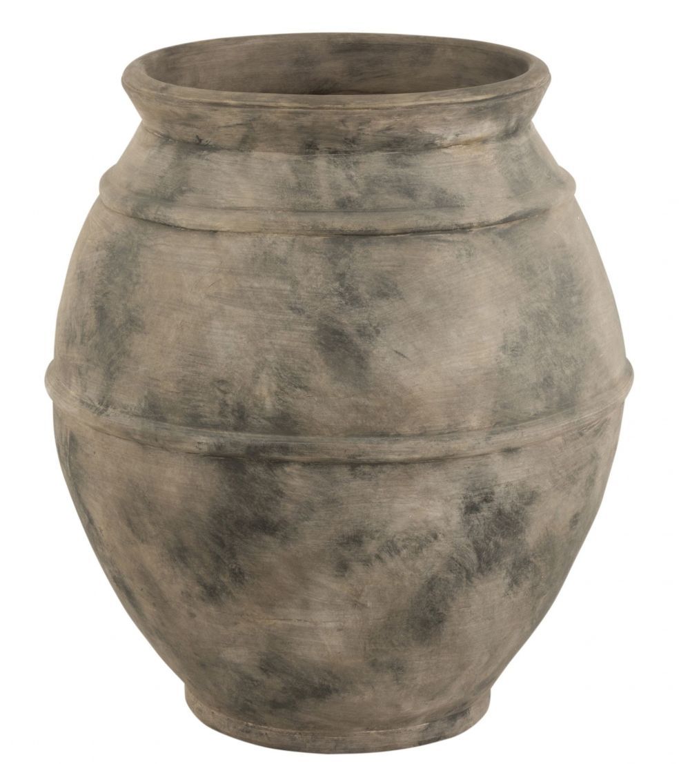 Šedo-hnědá antik keramická dekorační váza Vintage - Ø 56*67cm J-Line by Jolipa - LaHome - vintage dekorace