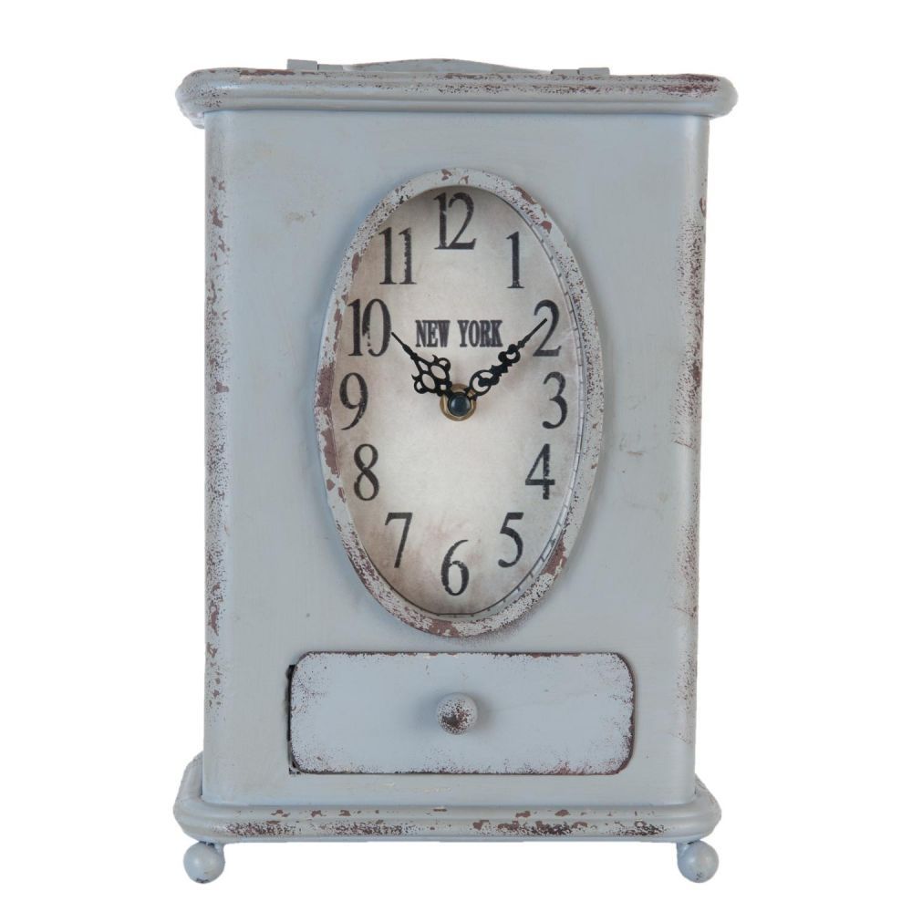Vintage stolní hodiny s patinou New York - 20*13*30 cm / 1*AA Clayre & Eef - LaHome - vintage dekorace