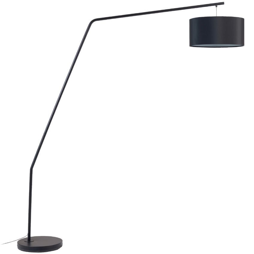 Černá kovová stojací lampa s bavlněným stínidlem Kave Home Ciana 221,5 cm - Designovynabytek.cz