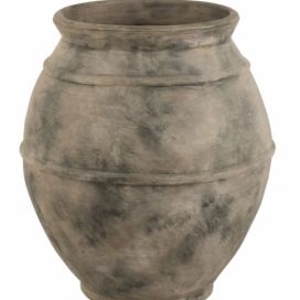 Šedo-hnědá antik keramická dekorační váza Vintage - Ø 56*67cm J-Line by Jolipa