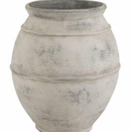 Šedá antik baňatá keramická dekorační váza Vintage - Ø 56*67cm J-Line by Jolipa
