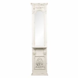 Bílé zrcadlo s ornamenty a patinou v antik stylu - 46*14*194 cm Clayre & Eef LaHome - vintage dekorace