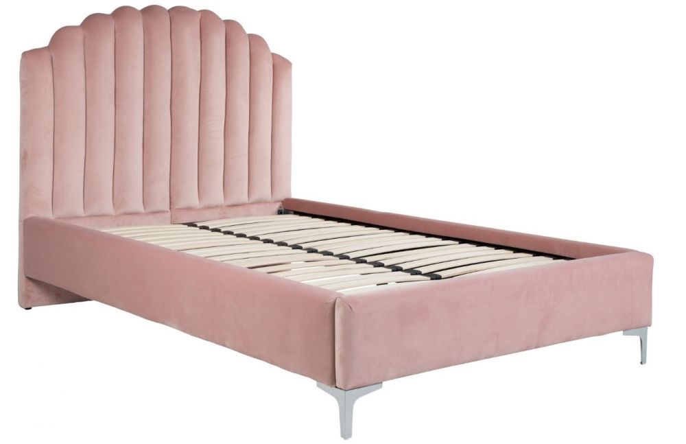 Růžová sametová postel Richmond Belmond 120 x 200 cm - Designovynabytek.cz