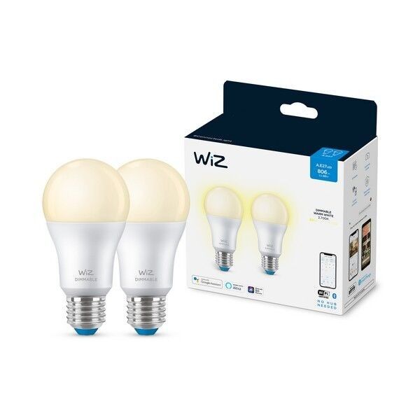 WiZ Dimmable 871951455007 sada LED žárovek 2x8W | E27 | 806 lm | A60 | 2700K - Dekolamp s.r.o.