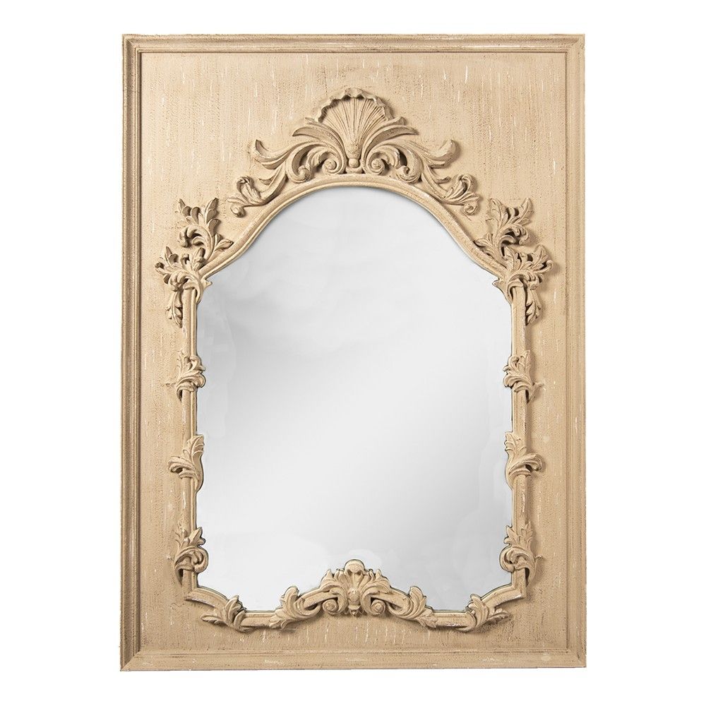 Světle hnědé nástěnné zrcadlo s ornamenty Frannie - 95*130 cm Clayre & Eef - LaHome - vintage dekorace