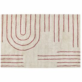 Bavlněný koberec 160 x 230 cm béžový/červený TIRUPATI