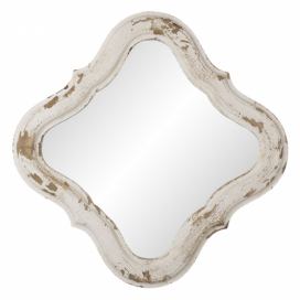 Nástěnné zrcadlo v bílo hnědém dřevěném rámu - 59*2*59 cm Clayre & Eef