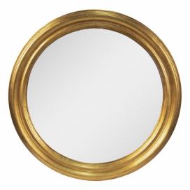 Zlaté nástěnné zrcadlo v dřevěném rámu - Ø 59 cm Clayre & Eef