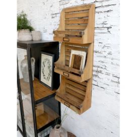 Nástěnná dřevěná police na časopisy Magazine rack - 35*15*90 cm Chic Antique