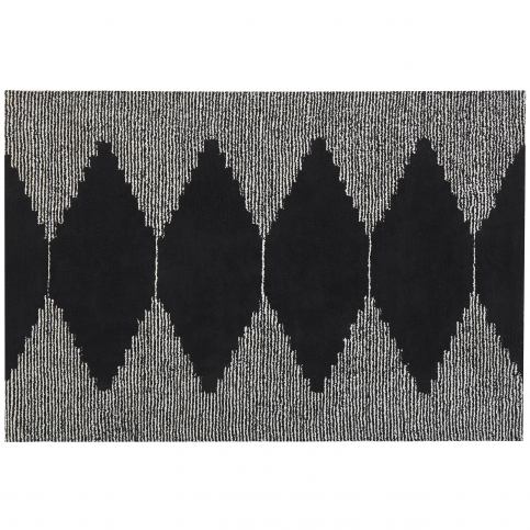 Bavlněný koberec 140 x 200 cm černý/bílý BATHINDA Beliani.cz