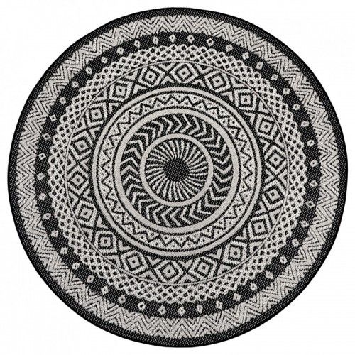 Hanse Home Collection koberce Kusový koberec Flatweave 104855 Black/Cream – na ven i na doma - 160x160 (průměr) kruh cm - M-byt
