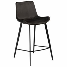 Dan-Form Antracitově šedá sametová barová židle DanForm Hype 65 cm