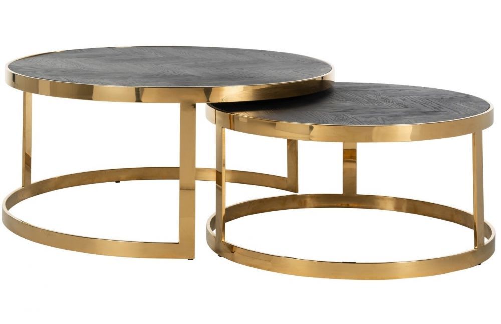 Černo zlatý dubový set dvou konferenčních stolků Richmond Blackbone 74/91,5 cm - Designovynabytek.cz