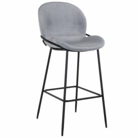Světle šedá sametová barová židle Richmond Ella 76,5 cm