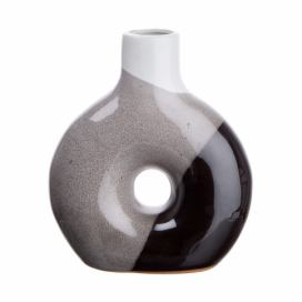 LOOP Váza 20 cm - bílá/černá