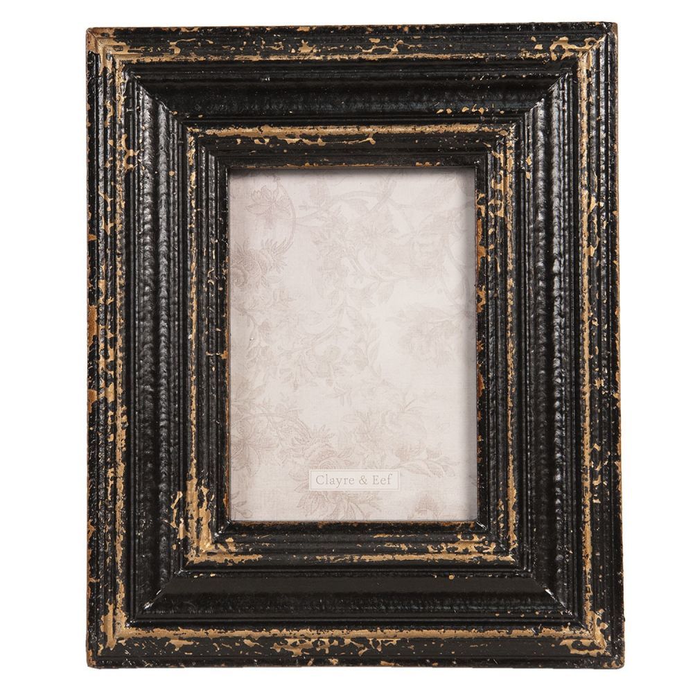 Černý dřevěný vintage fotorámeček s patinou - 29*2*24 cm / 13*18 cm Clayre & Eef - LaHome - vintage dekorace