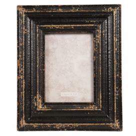Černý dřevěný vintage fotorámeček s patinou - 29*2*24 cm / 13*18 cm Clayre & Eef