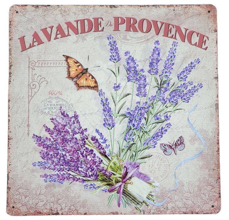 Nástěnná kovová cedule s levandulí Lavande de Provence - 30*30 cm Ostatní - LaHome - vintage dekorace