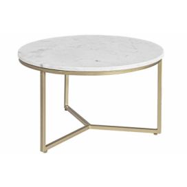 Bizzotto Bílý mramorový konferenční stolek Enix 57,5 cm se zlatou podnoží