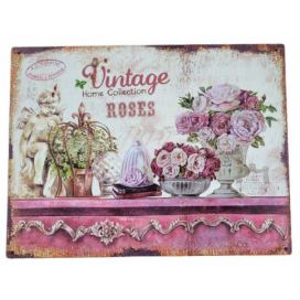 Nástěnná kovová cedule Vintage Roses - 33*25 cm Ostatní