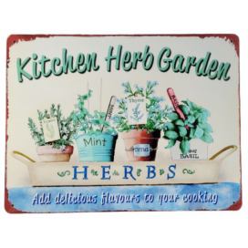 Nástěnná kovová cedule Kitchen Herb Garden - 33*25 cm Ostatní