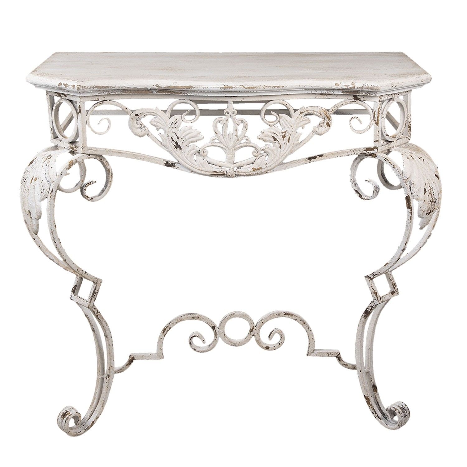 Bílý kovový nástěnný vintage stolík Pablo - 86*44*81 cm Clayre & Eef - LaHome - vintage dekorace