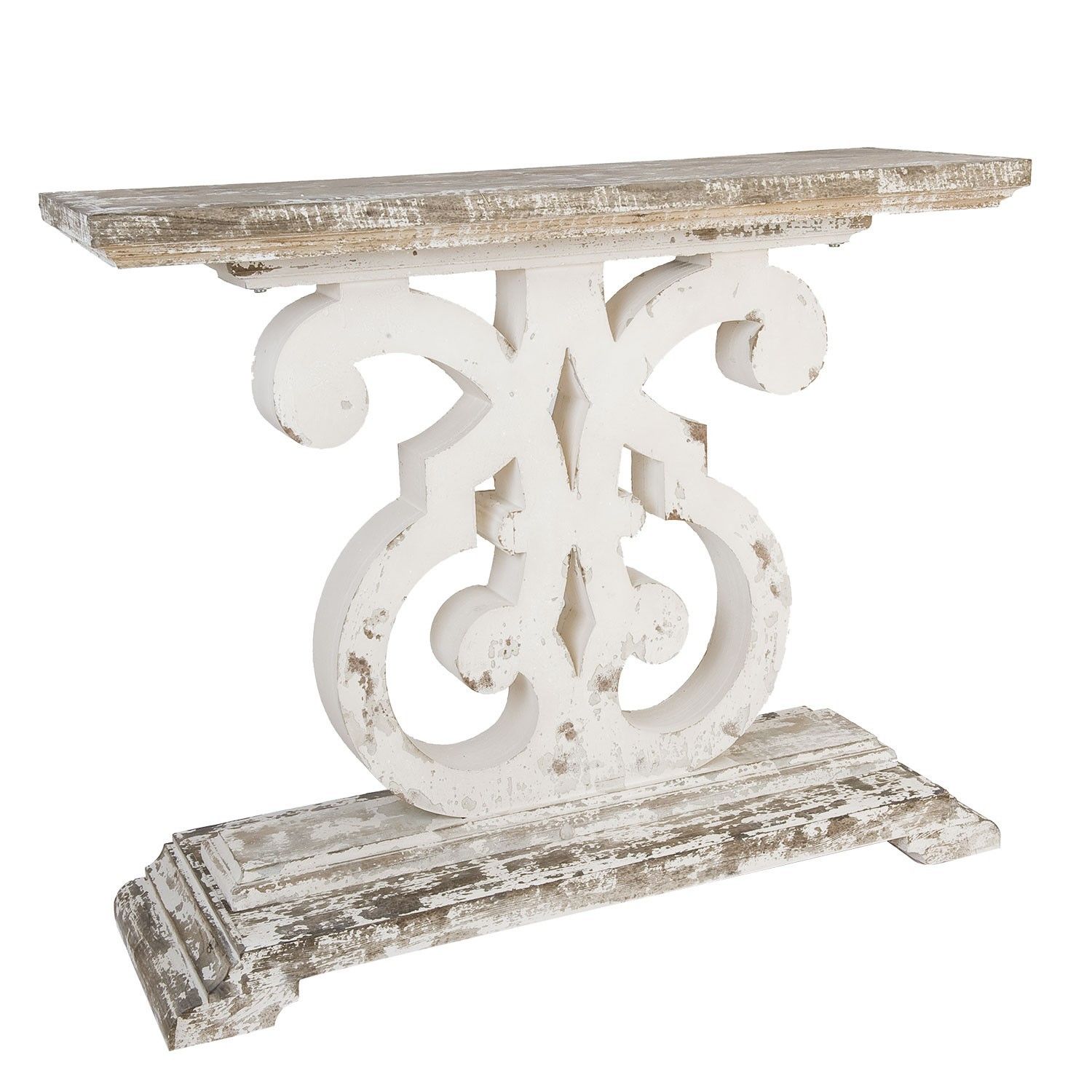 Dřevěný konzolový stůl Vion s výraznou patinou - 110*36*91 cm Clayre & Eef - LaHome - vintage dekorace