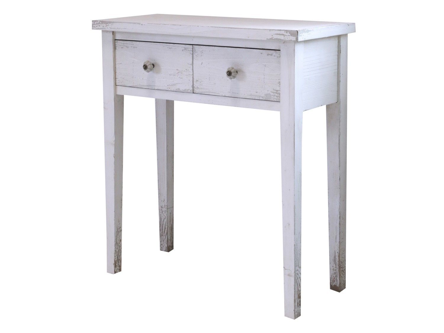 Bílý dřevěný retro konzolový stolek se šuplíky Fabien - 73*32*80 cm Chic Antique - LaHome - vintage dekorace